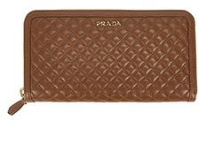 Prada Quilted Zip Around, Leather, Brown, 204, Box, 4